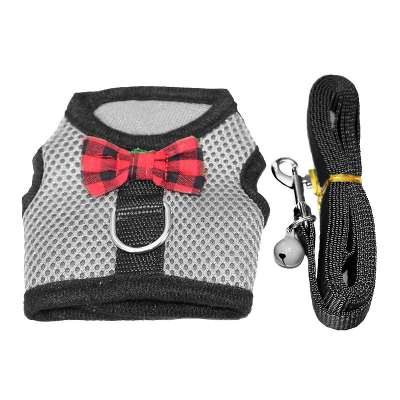 Rypet Small Animal Harness and Leash - Soft Mesh Small Pet Harness with Safe Bell, No Pull Comfort Padded Vest for Small Pet Gray S - Image 3